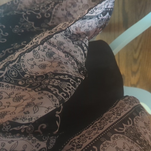 Dressbarn Black/ Blush Pink Print Flowy Chiffon Babydoll Fairy Slip Dress Sz 8 - Picture 9 of 12